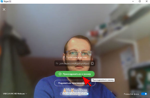 Подключение к видеоконференции в skype